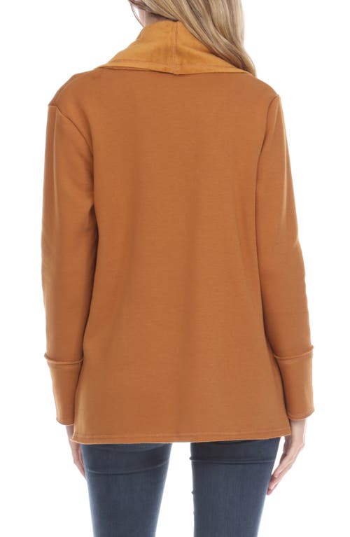 Rain And Rose Open Front Cardigan In Brown