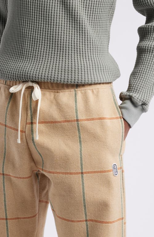 Standard Issue Windowpane Check Wool Blend Drawstring Slacker Pants In Tan