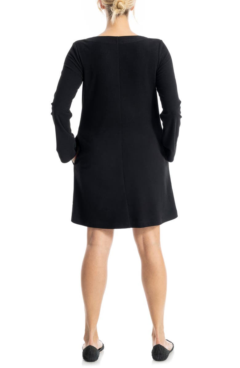 MAX STUDIO Long Sleeve Swing Dress, Alternate, color, Black