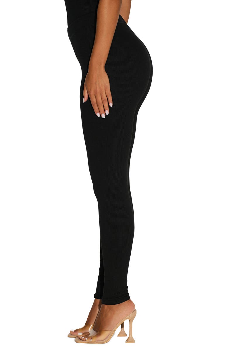 Naked Wardrobe Essential Ribbed Leggings, Alternate, color, Black