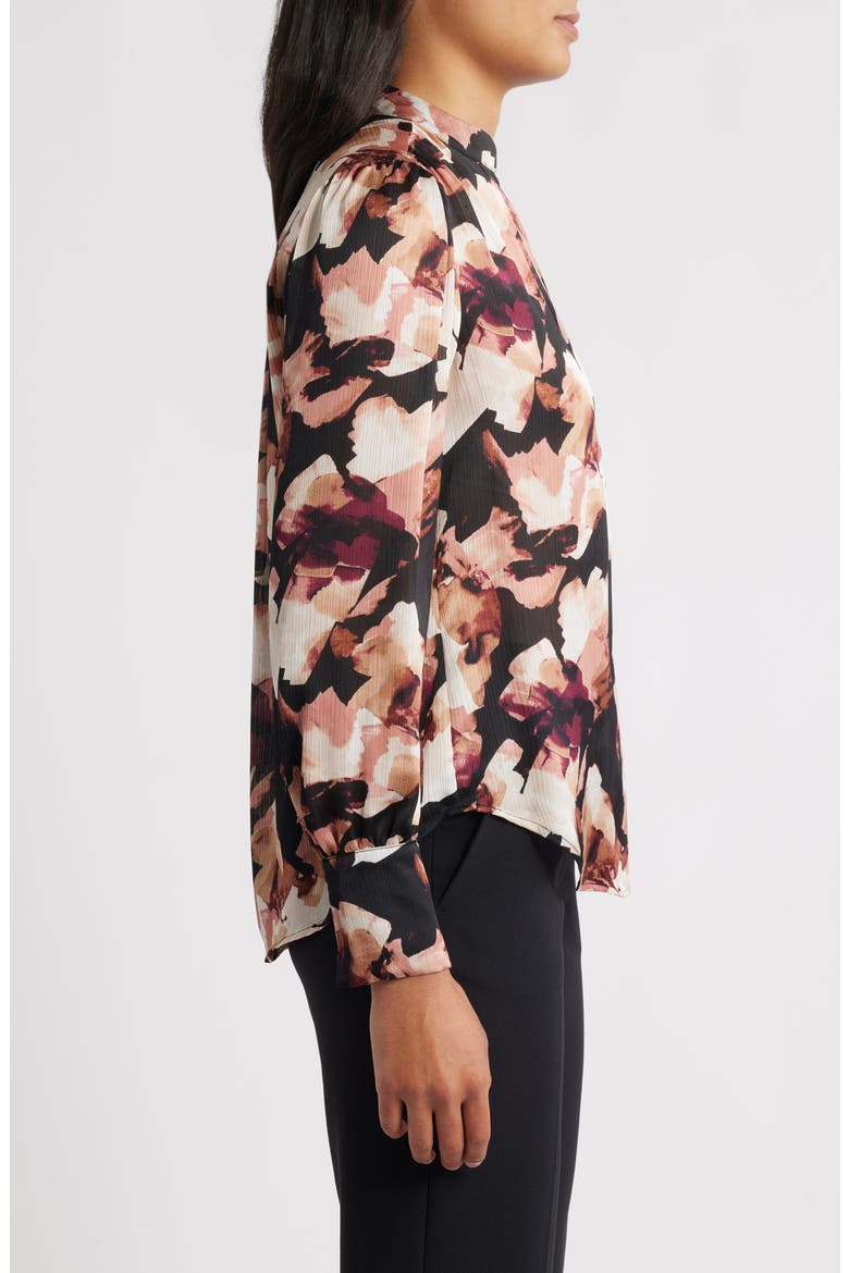 Printed Textured Crepe Long Sleeve Top, Alternate, color, ANNE BLACK MULTI