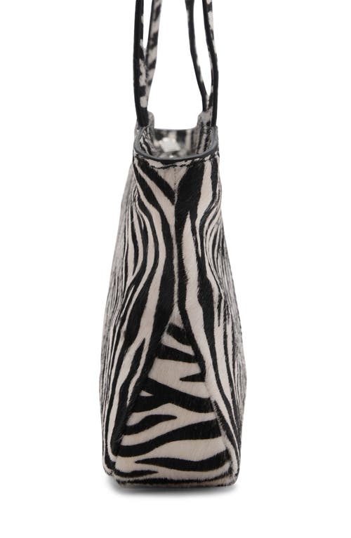 Mango Zebra Print Genuine Calf Hair Satchel In Black