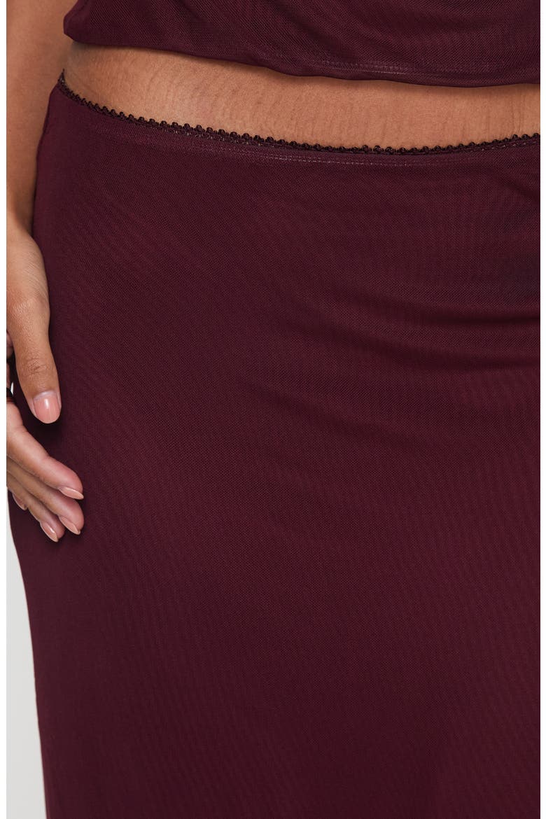 Reiko Lace Trim Mesh Camisole & Maxi Skirt Set, Alternate, color, BURGUNDY