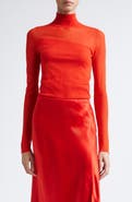 Jason Wu Collection Sheer Inset Merino Wool Turtleneck Sweater