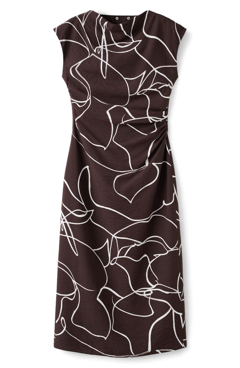 MANGO Print Ruched Midi Dress, Alternate, color,