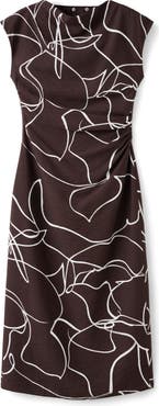 MANGO Print Ruched Midi Dress