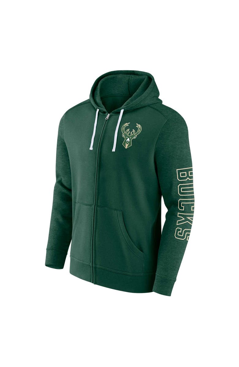 FANATICS Men's Fanatics Branded Hunter Green Milwaukee Bucks Offensive Line Up Full-Zip Hoodie, Alternate, color, Hunter Green