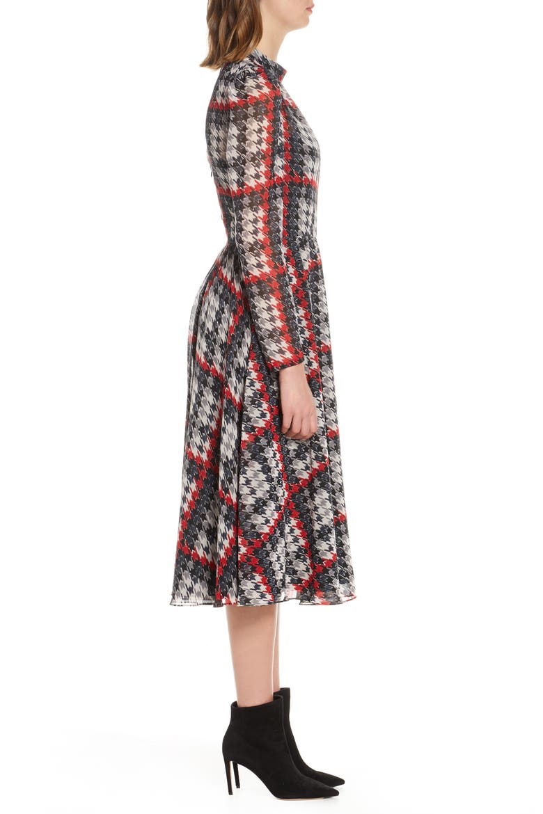 Long Sleeve Midi Dress, Alternate, color, BLACK/ RED