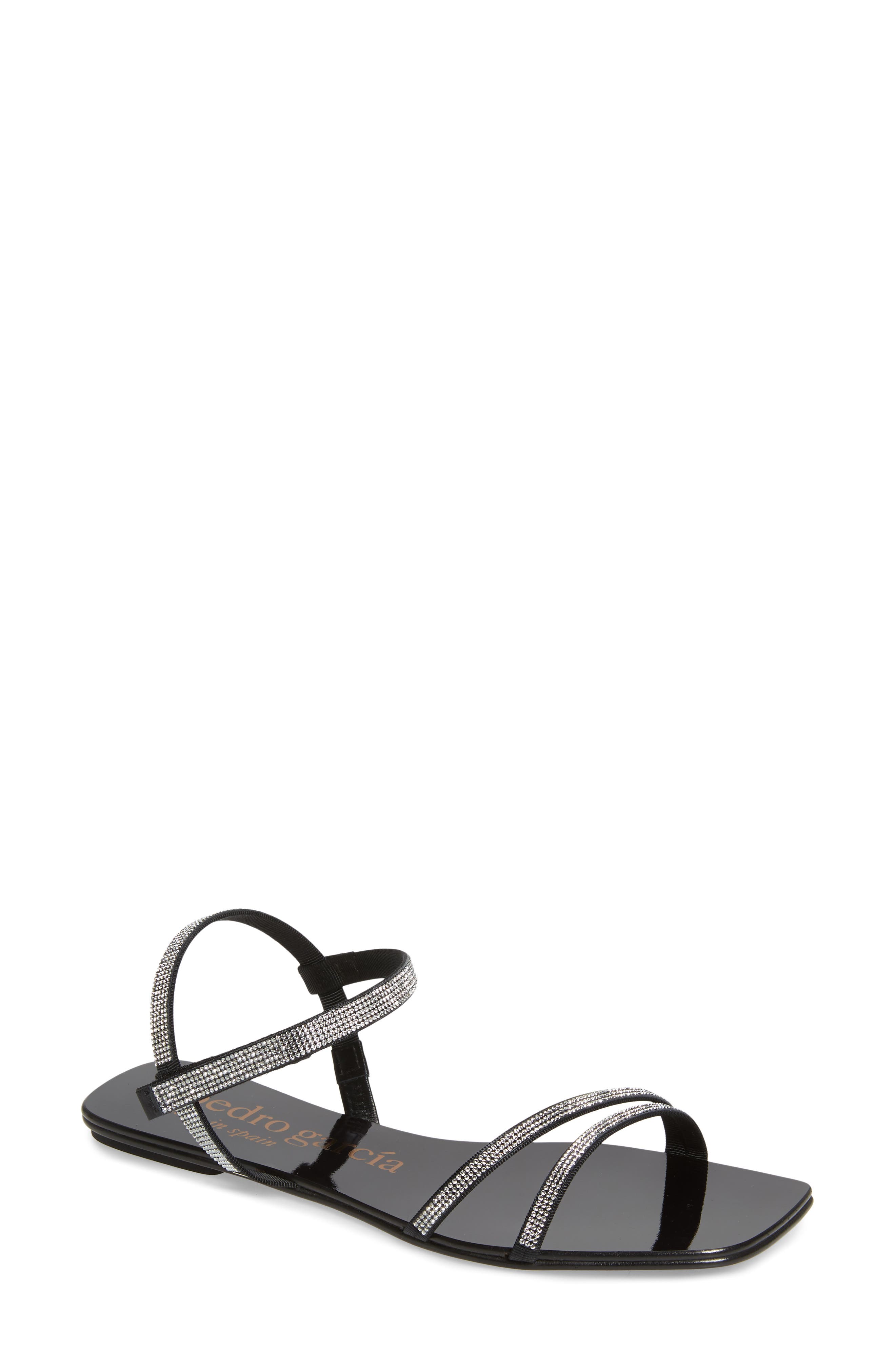 Pedro Garcia Kairi Crystal Embellished Flat Sandal, Main, color, 