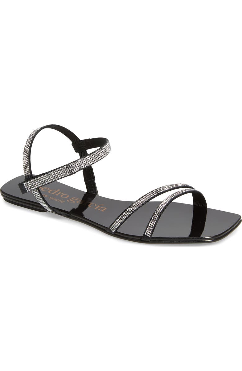 Pedro Garcia Kairi Crystal Embellished Flat Sandal, Main, color,