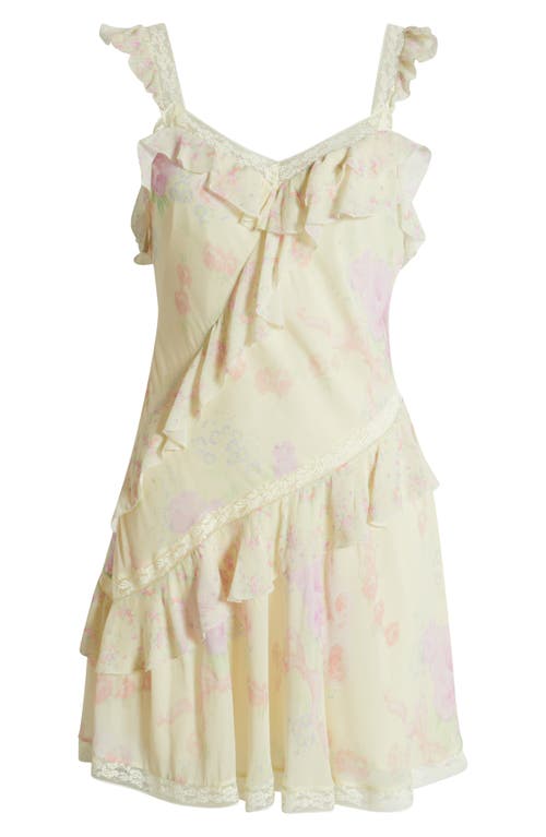Loveshackfancy Serima Floral-printed Chiffon Mini Dress In Sunny Pop