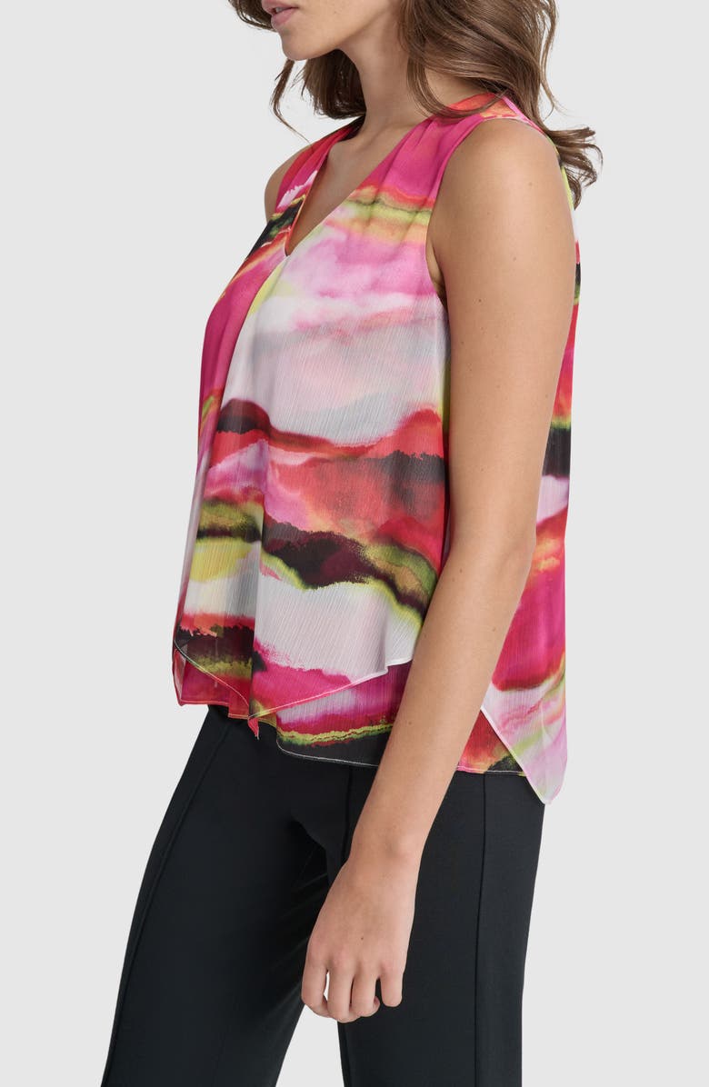 DKNY Printed Sleeveless Chiffon Top, Alternate, color, Multi Geode