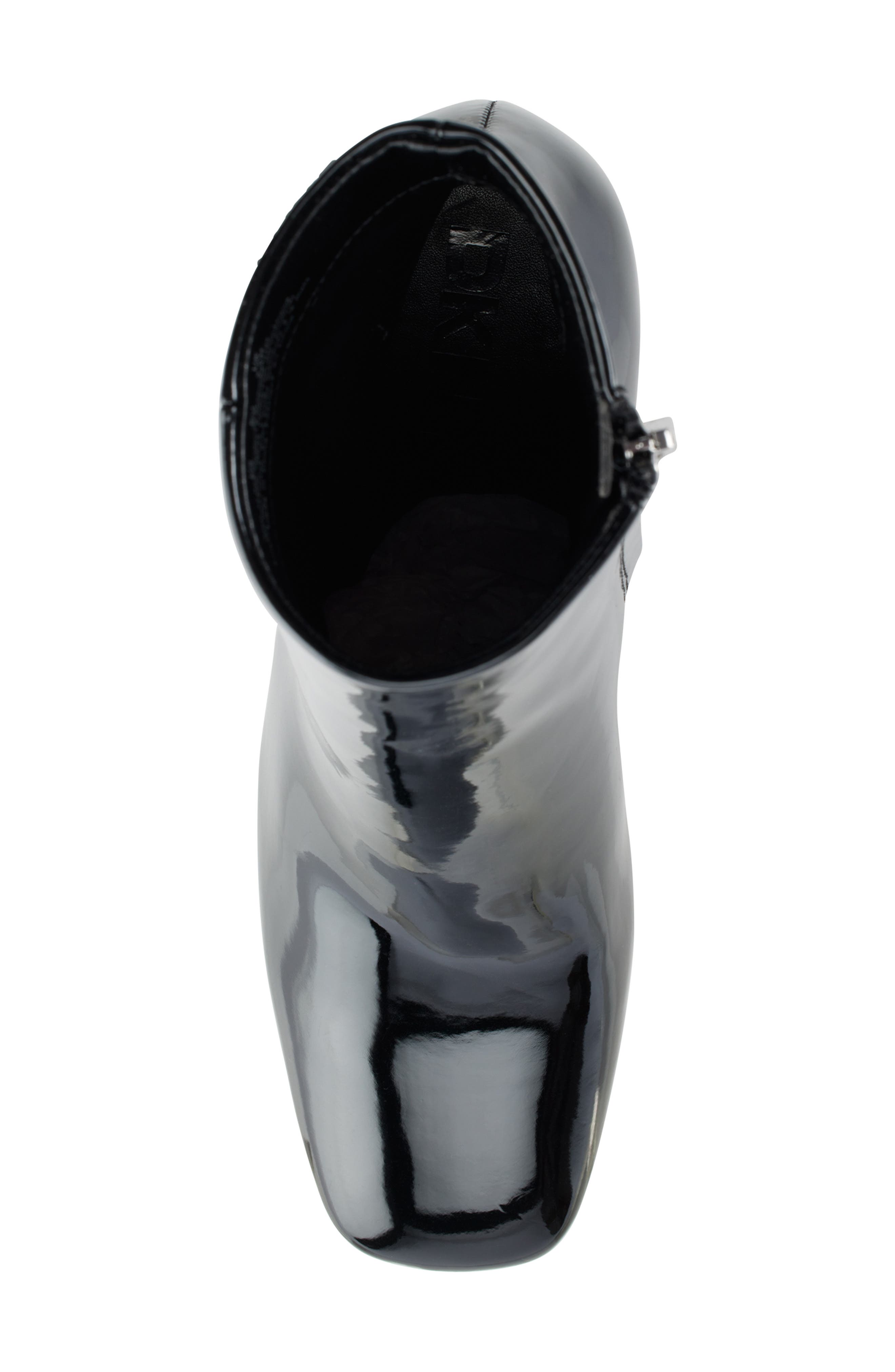 DKNY Cavale Patent Finish Block Heel Boot, Alternate, color, Black
