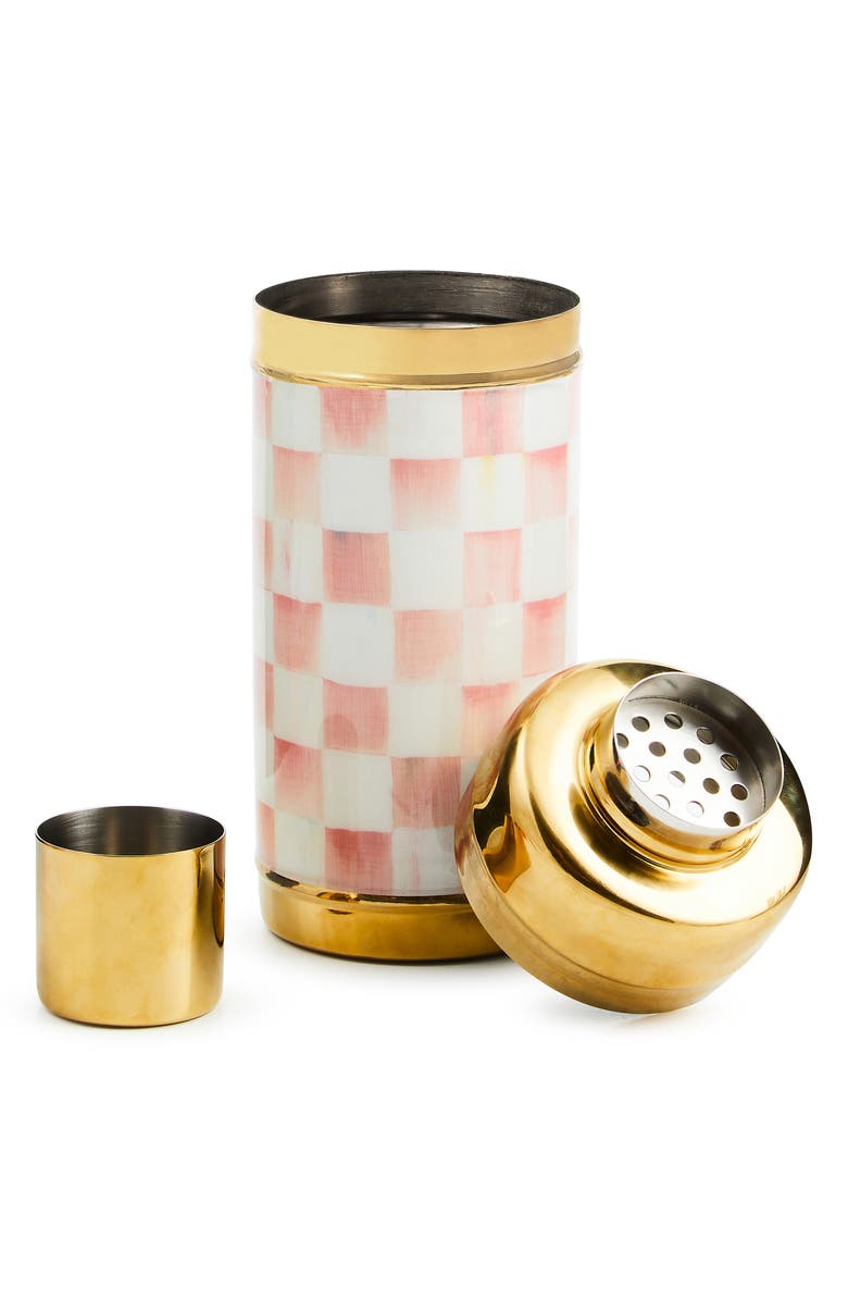 MACKENZIE CHILDS Rosy Check Enameled Steel Cocktail Shaker, Alternate, color, Rosy