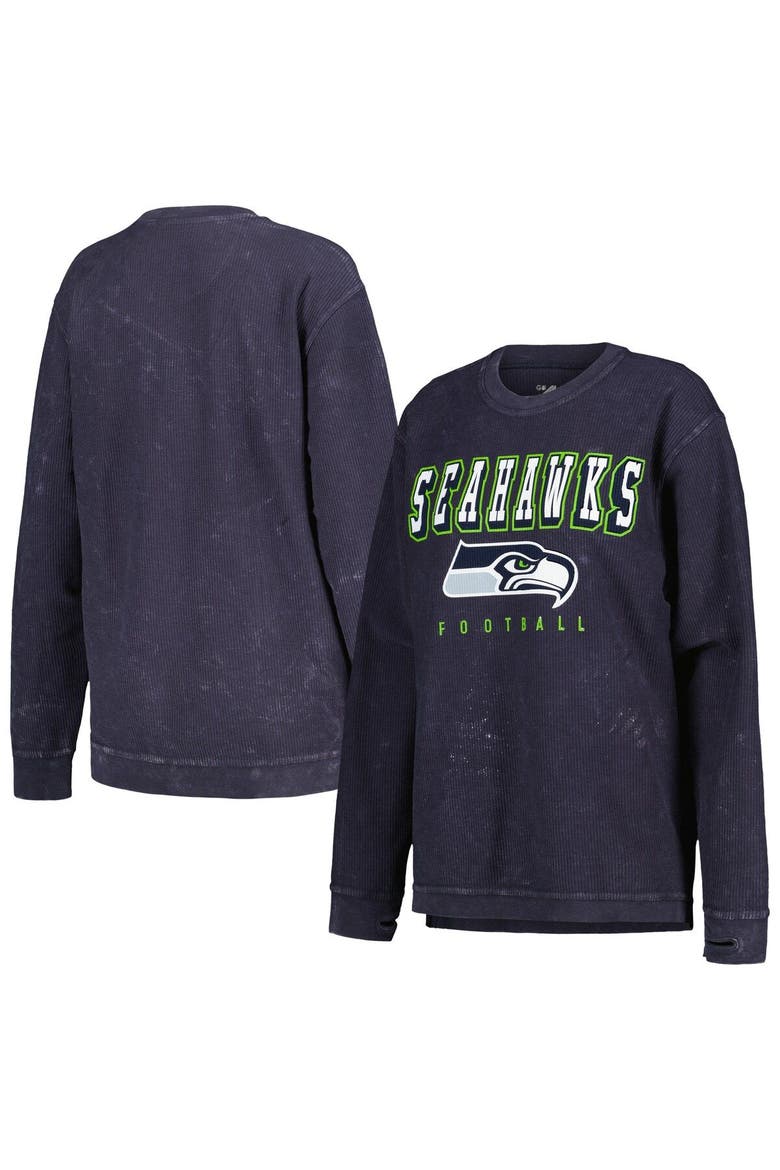Women's G-III 4Her by Carl Banks College Navy Seattle Seahawks Comfy Cord Pullover Sweatshirt, Main, color, College Navy