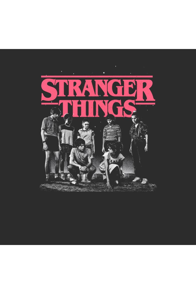 Girl's Stranger Things Title Logo Faded  Graphic T-Shirt, Alternate, color, Black