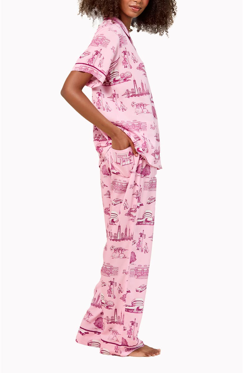 Katie Kime New York Toile Pants Set, Alternate, color, Pink