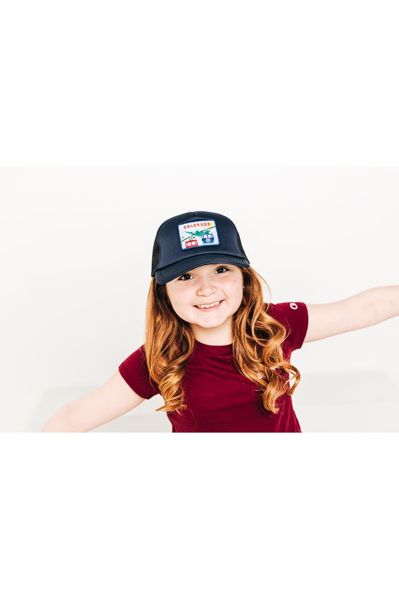 Colorado Postcard Trucker Hat - Kids, Alternate, color, Navy