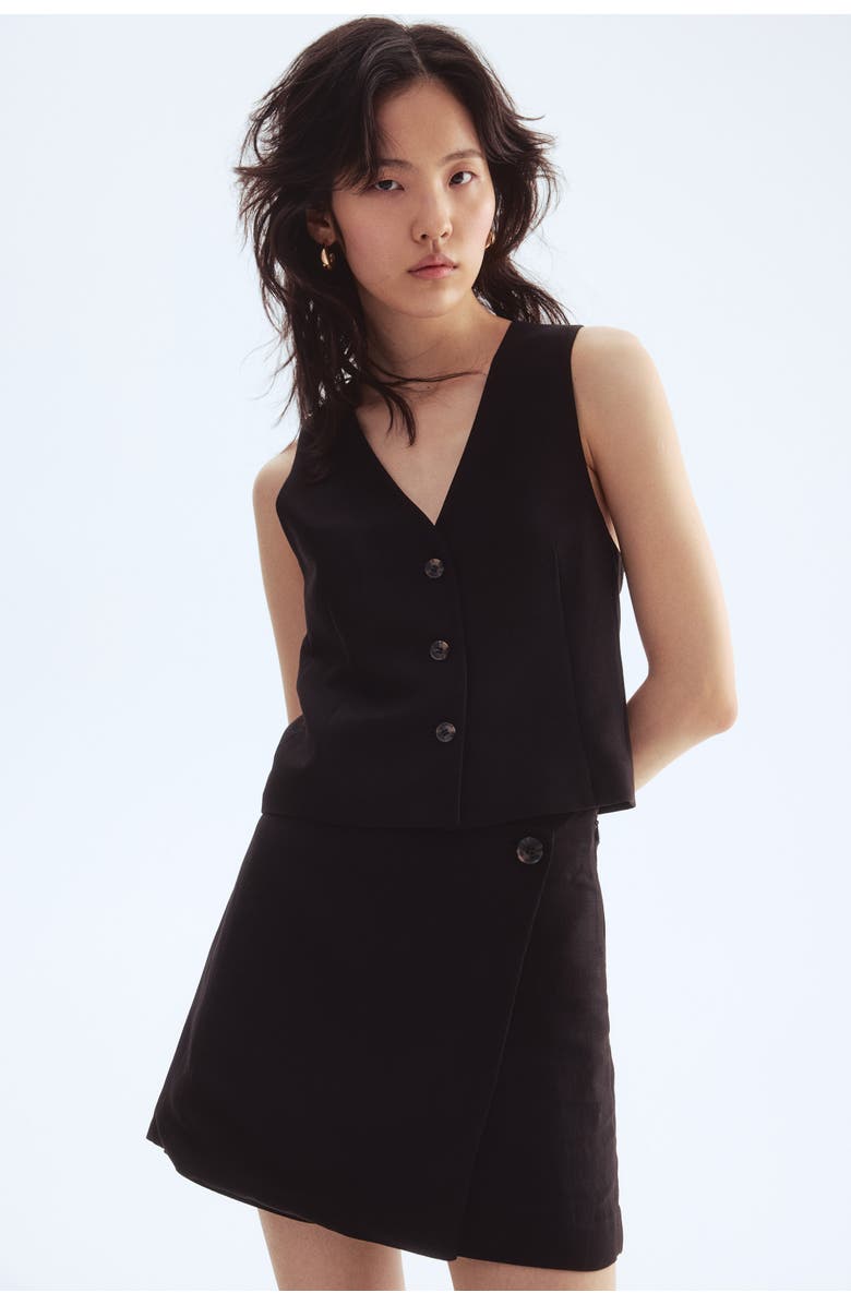 H&M Short Waistcoat, Alternate, color, Black
