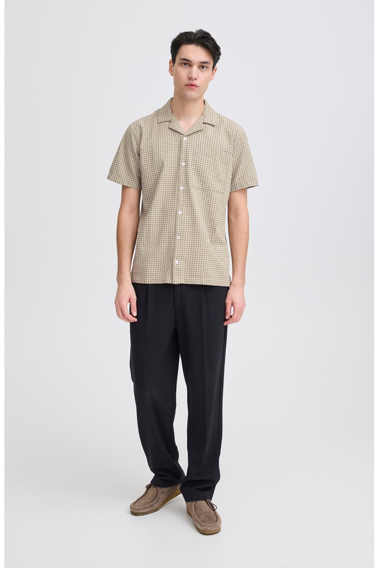 Short Sleeve Cotton Button-Up Shirt, Alternate, color, ISLAND FOSSIL