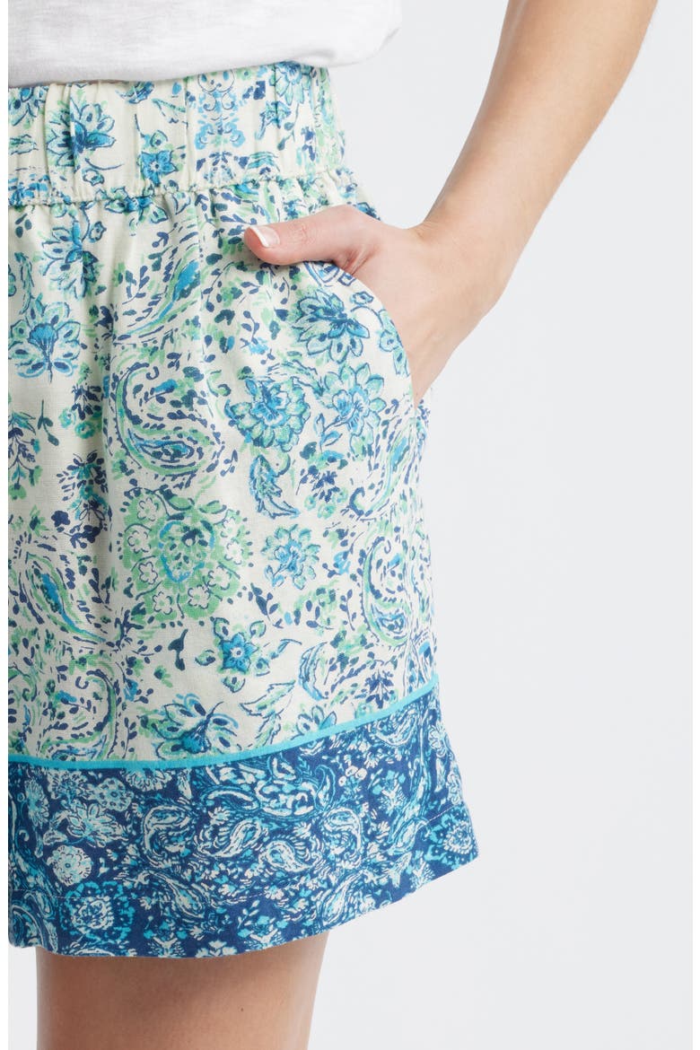 Paisley Print Shorts, Alternate, color, CADET BLUE/ BLUE GROTTO