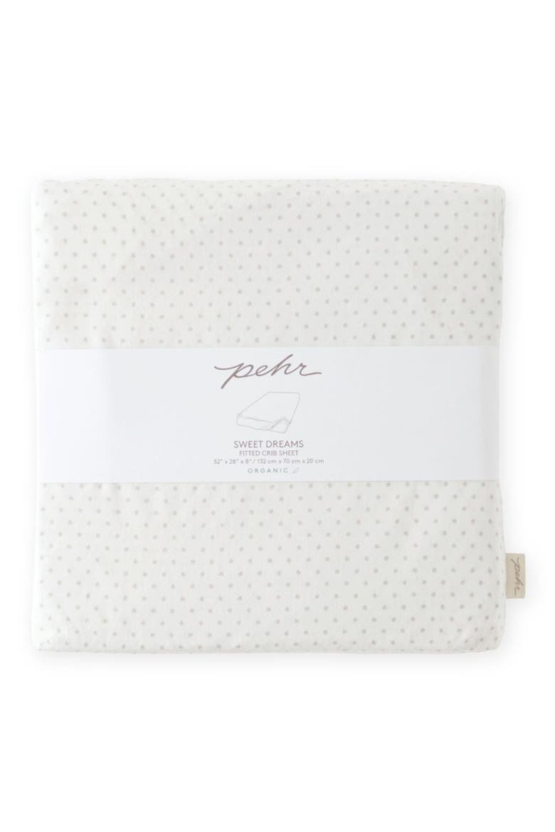 Pin Dot Organic Cotton Crib Sheet, Alternate, color, PIN DOT PEBBLE