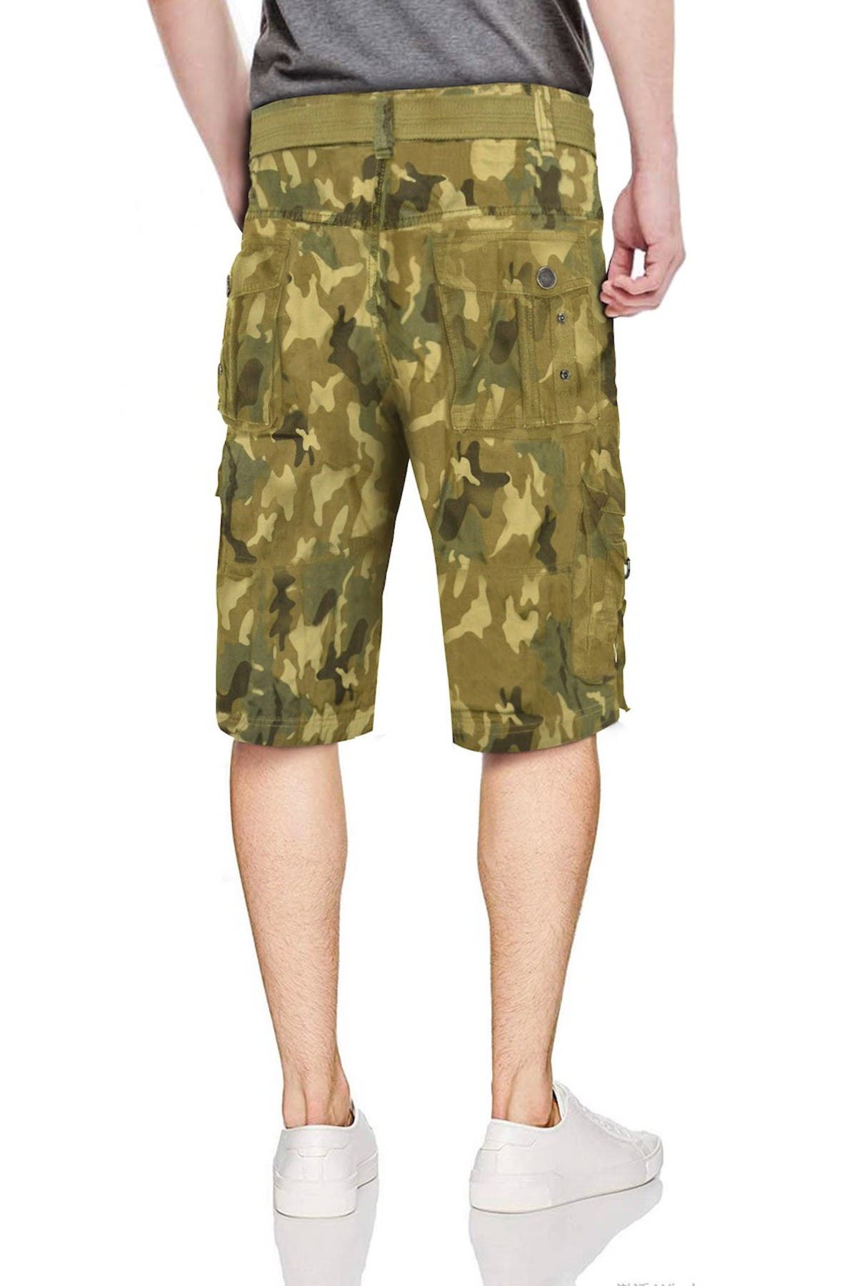 Belted Snap Button Cargo Shorts - image 2