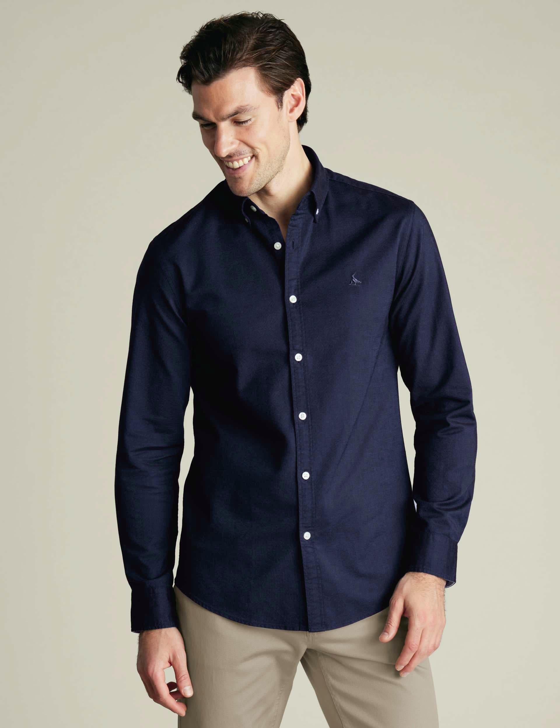 Plain button-down stretch washed Oxford shirt - image 3