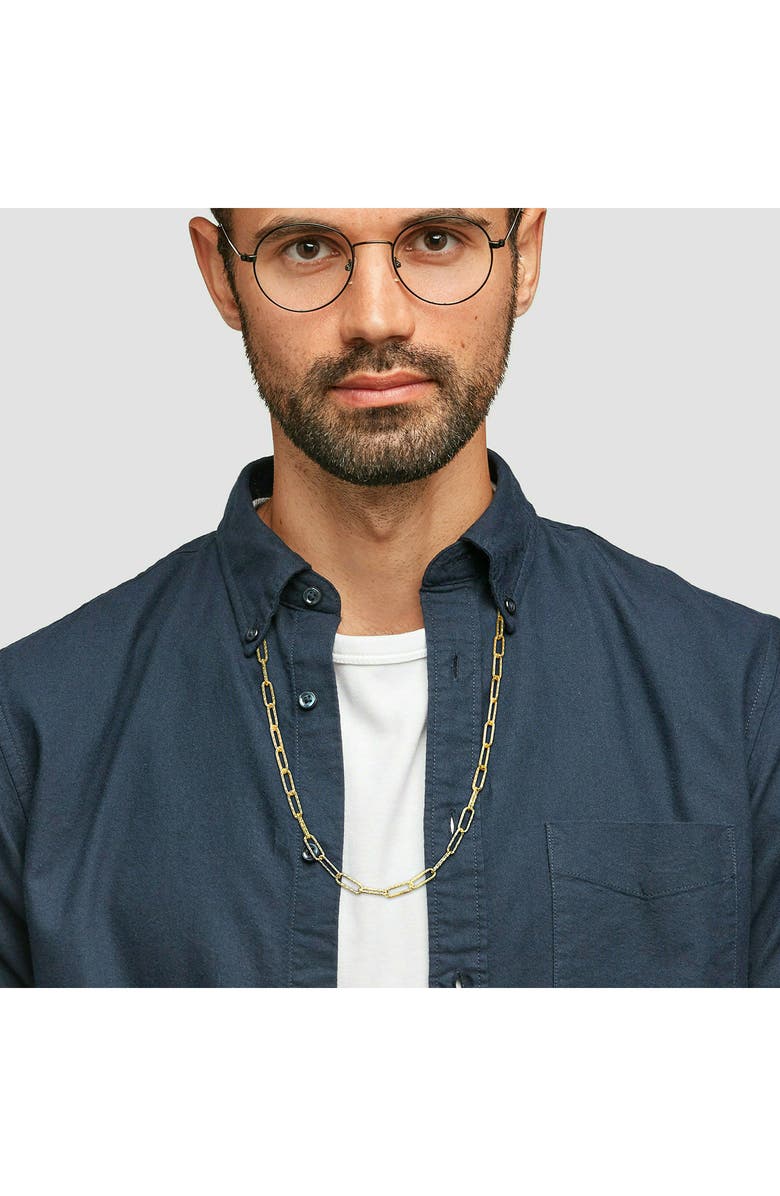 DELMAR Textured Paper Clip Chain Necklace, Alternate, color, Yellow