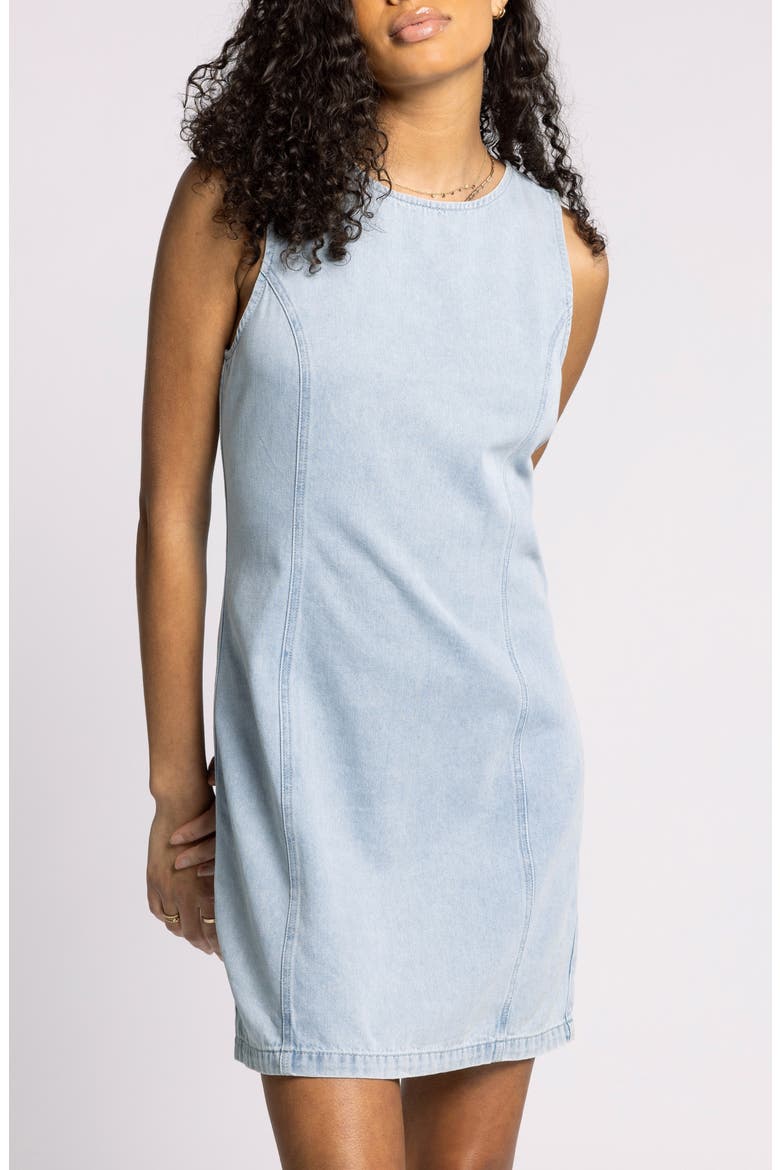 Dahlia Sleeveless Denim Shift Dress, Alternate, color, ISLA WASH
