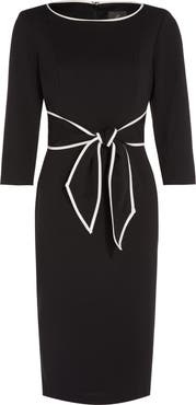 Adrianna Papell Tipped Tie Waist Crepe Dress | Nordstrom