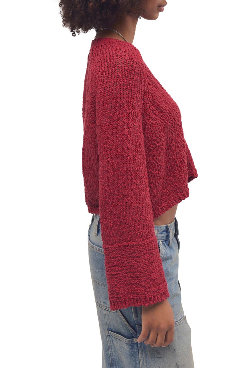 Heartland V-Neck Cotton Sweater, Alternate, color, RICHEST RED