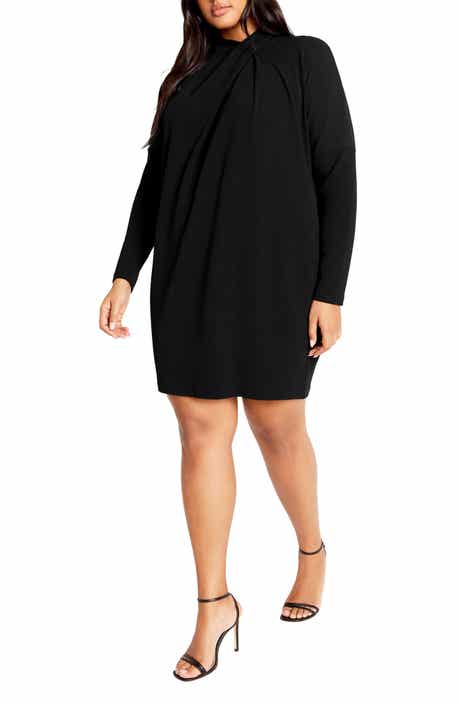 City Chic Wrap Neck Long Sleeve Minidress