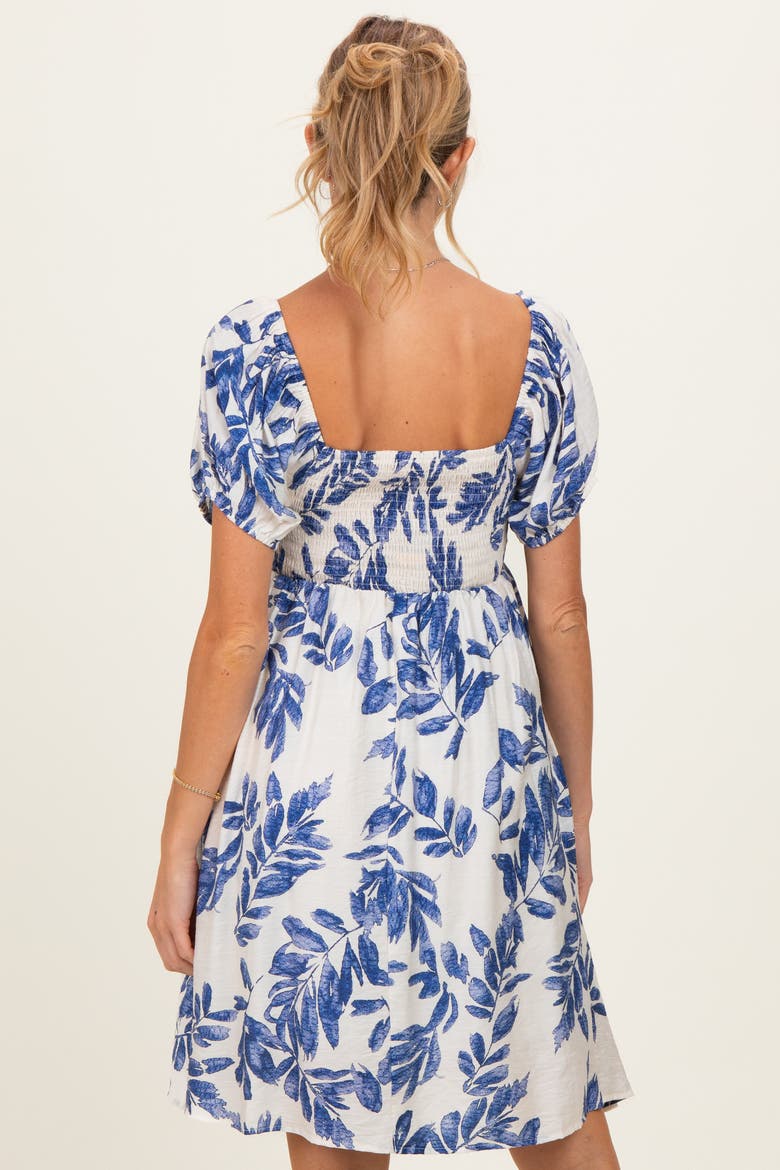 Floral Puff Sleeve Dress, Alternate, color, Blue