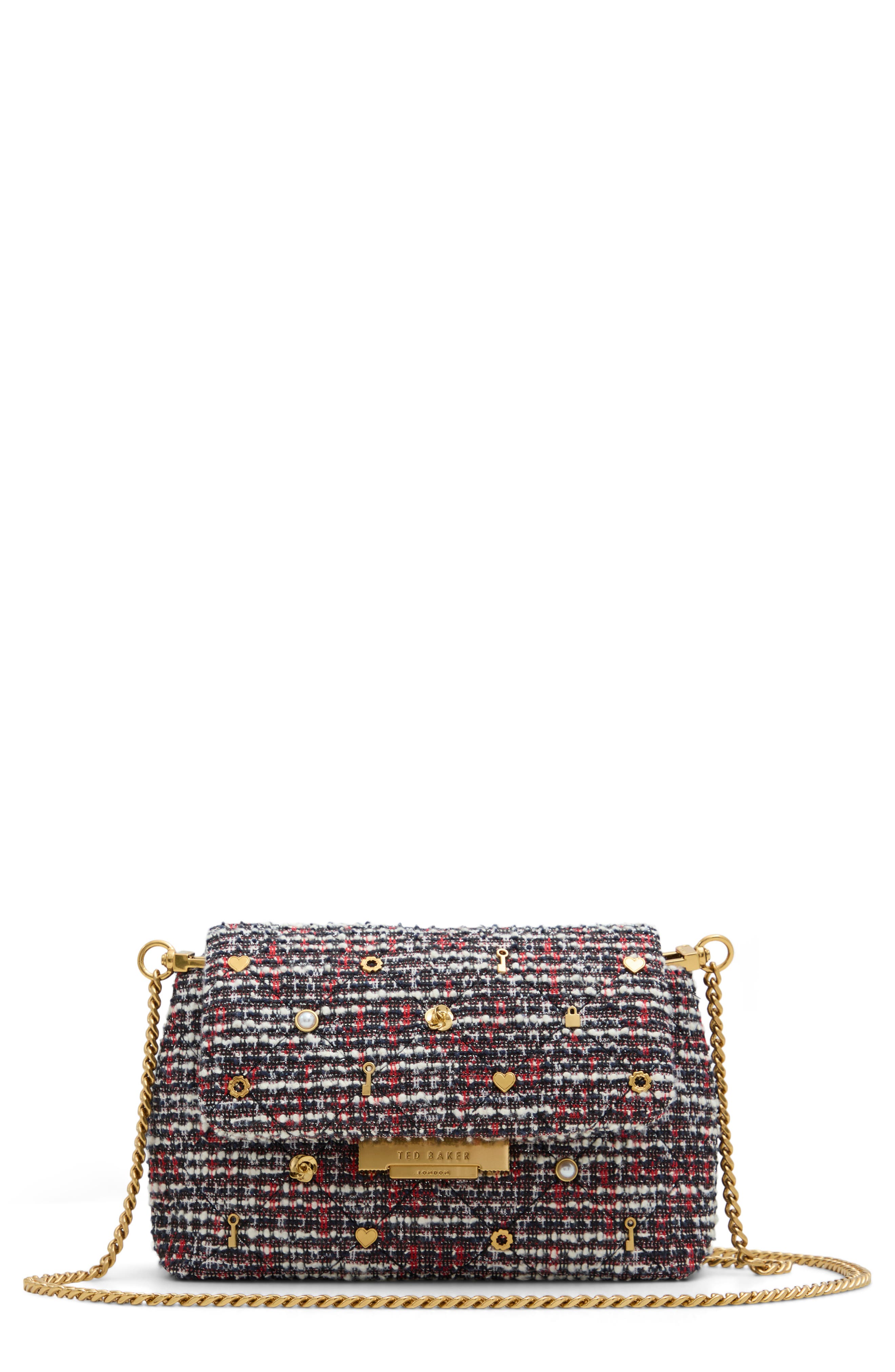 Ted Baker Ginn Tweed Shoulder Bag, Main, color, 