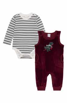 PL Baby by Petit Lem Christmas Dinosaur Romper & Bodysuit Set