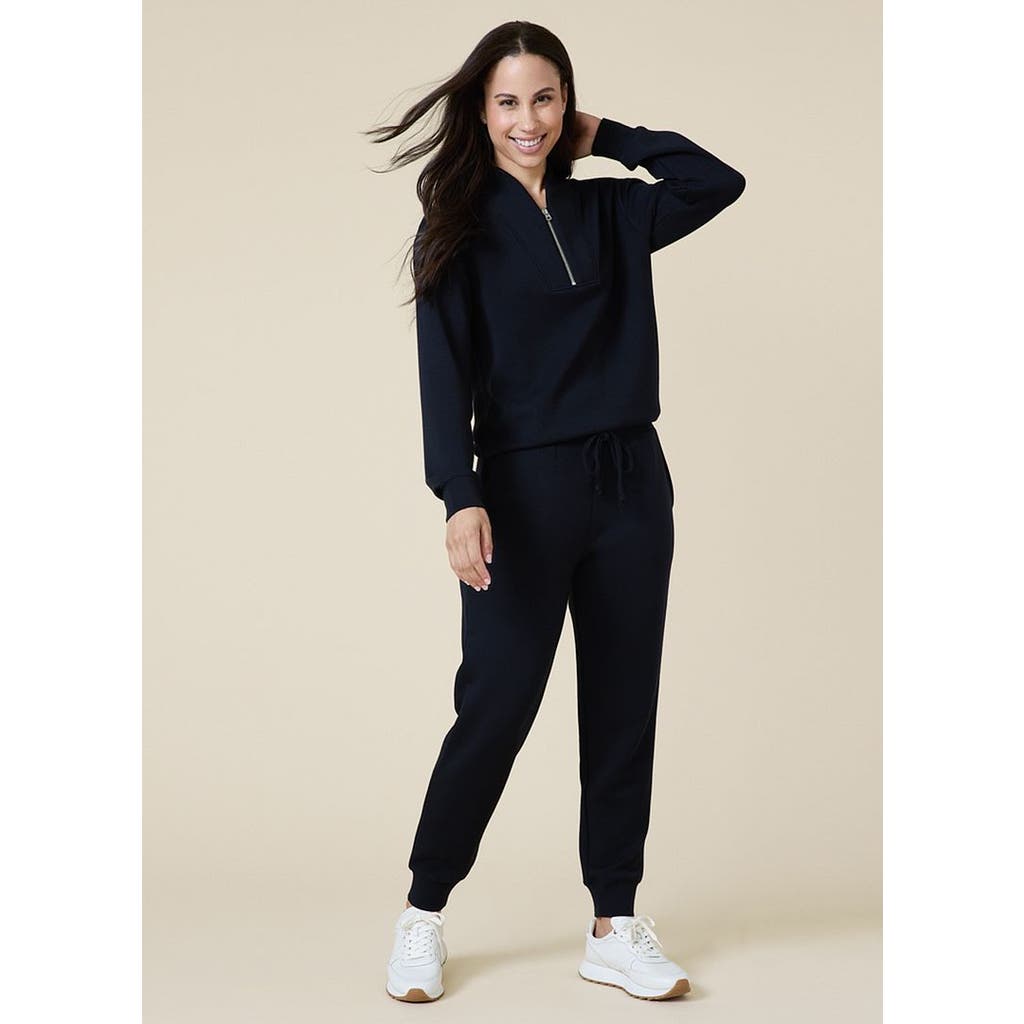 Softies Athleisure Dreamtech 1/4 Zip Jogger Set In Black