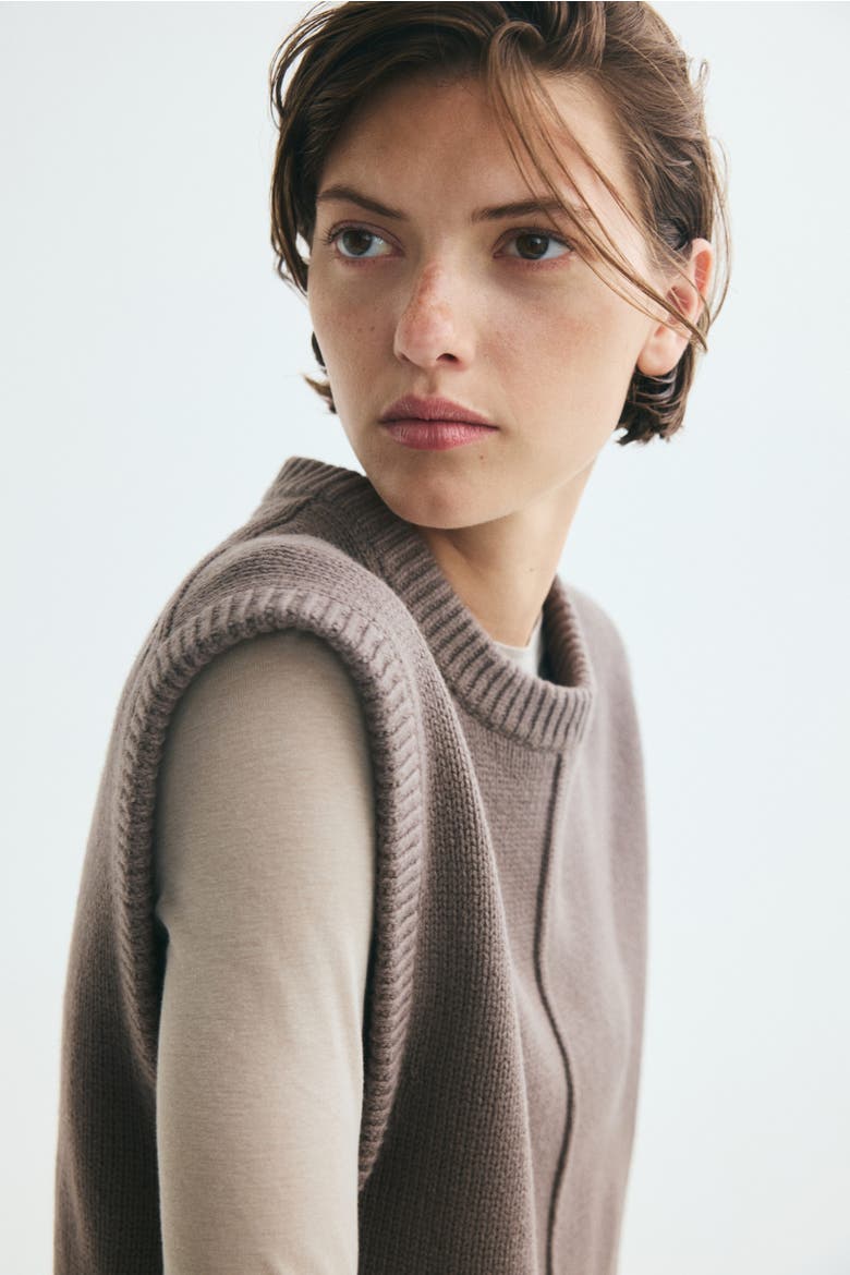 Knit Sweater Vest, Alternate, color, Dark taupe