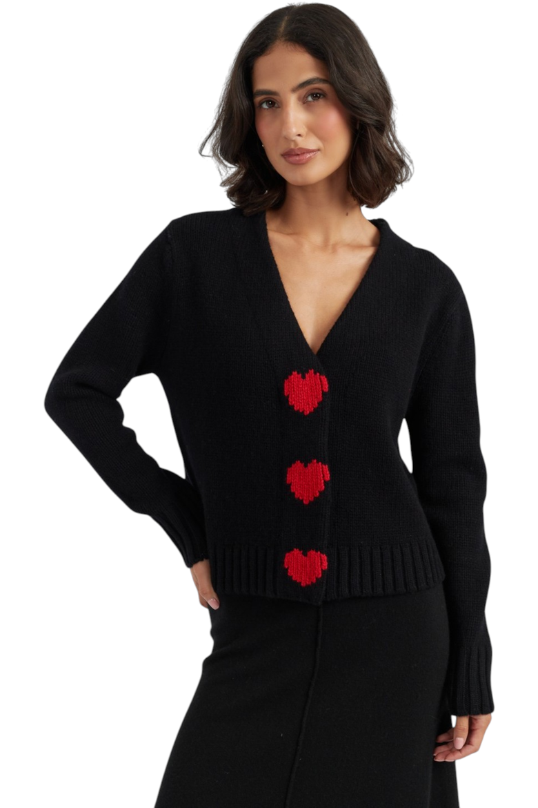 Merino Heart Cardigan, Main, color, Black