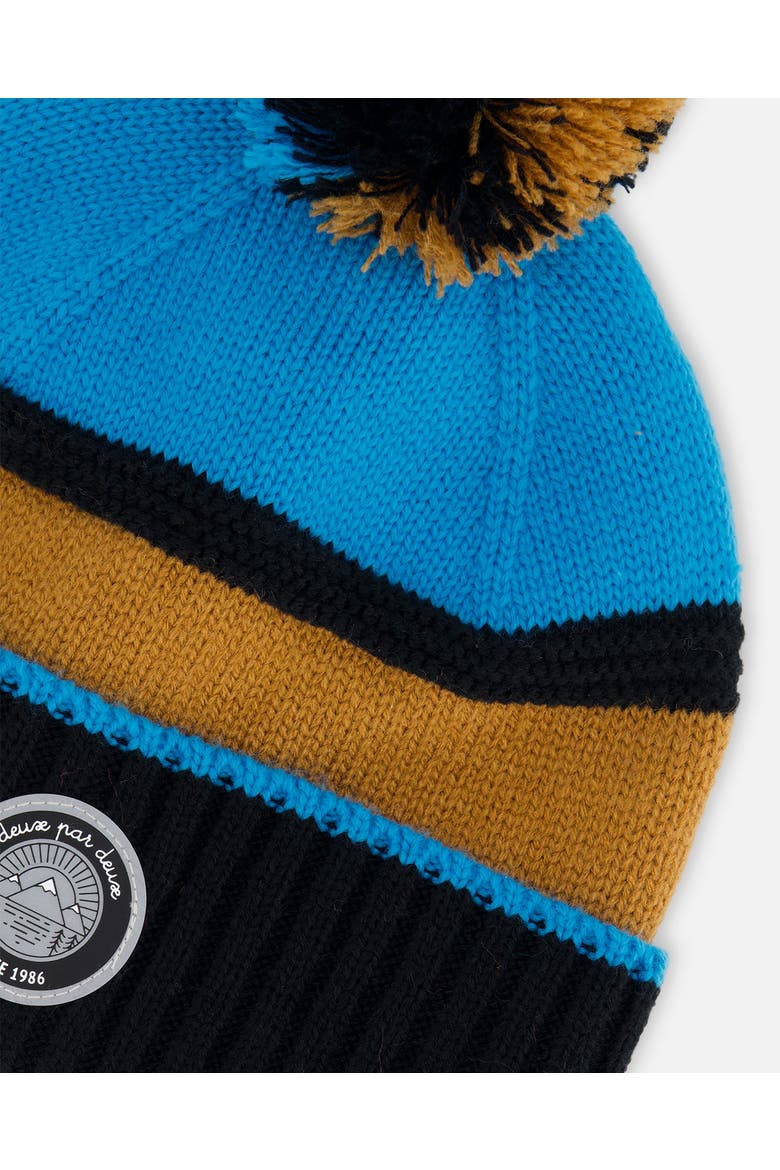 Boy's Knit Hat Blue, Black And Spice, Alternate, color, Color Block