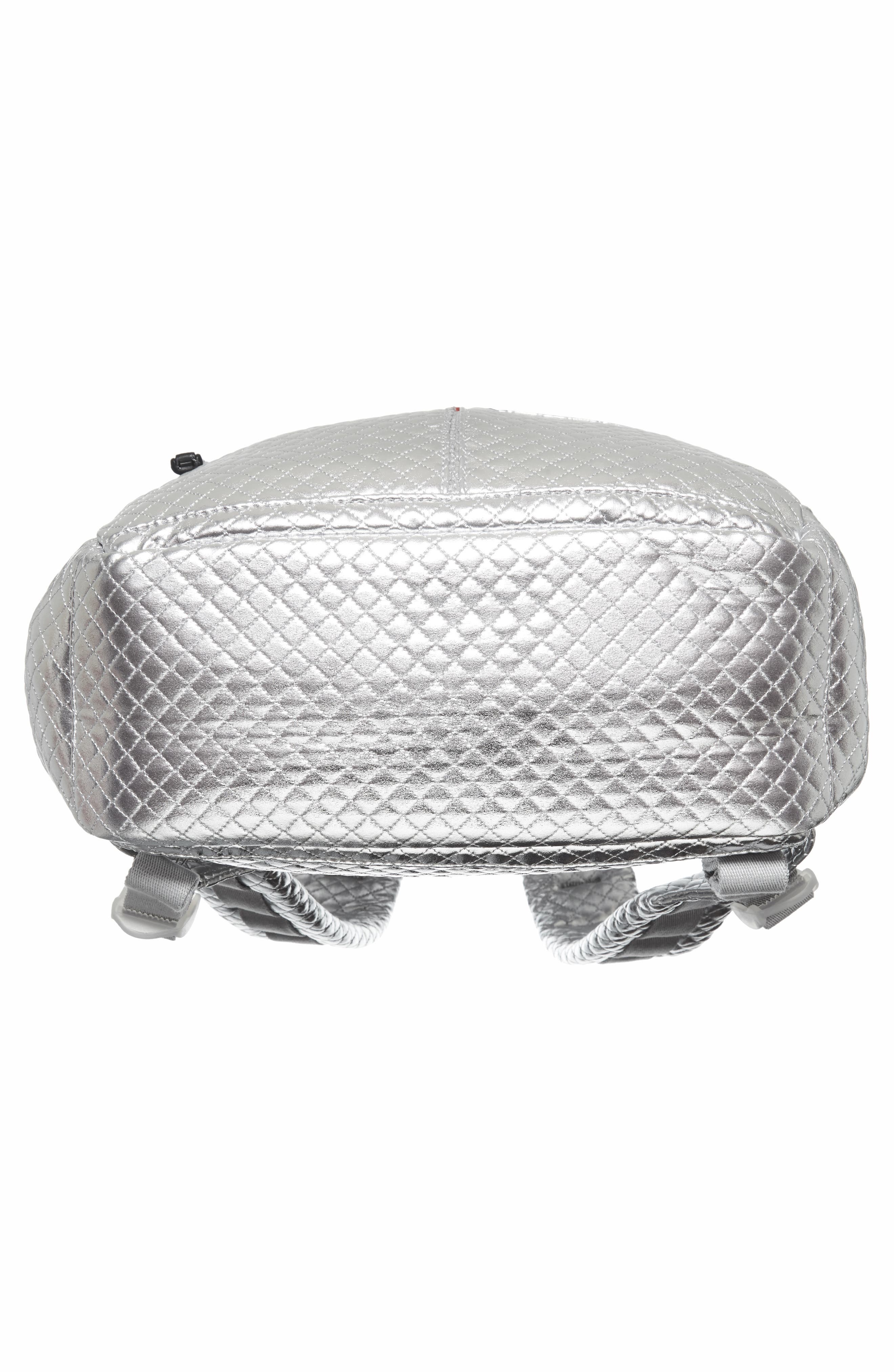 Quilted Metallic Kane Backpack, Alternate, color, SILVER QUILT