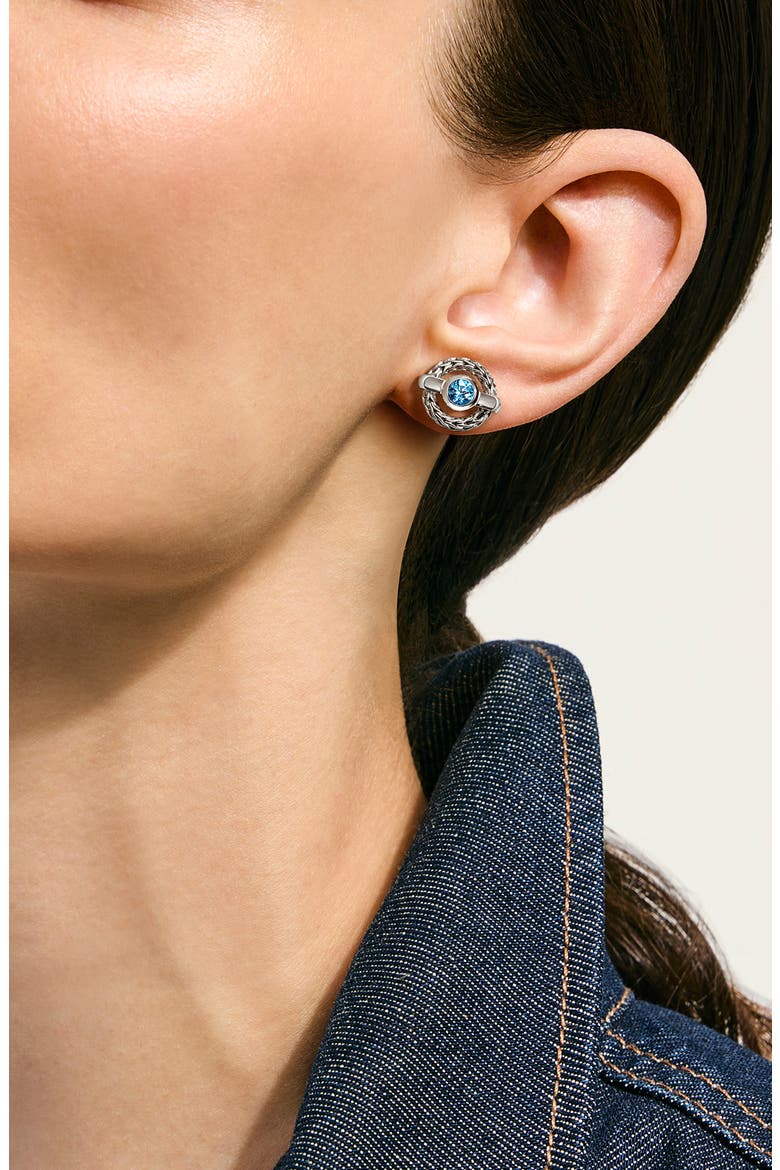 Icon Stud Earring, Sterling Silver, Swiss Blue Topaz, Alternate, color, SILVER