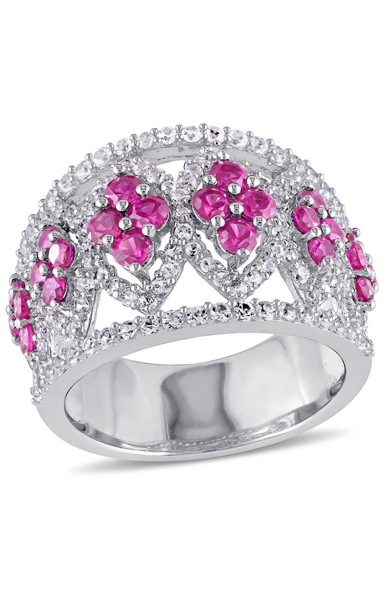 Julianna B. Lab-Created Ruby & White Sapphire Vintage Ring, Main, color, Ruby