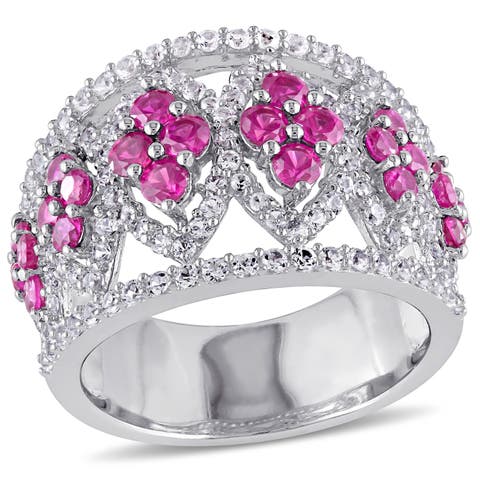 Lab-Created Ruby & White Sapphire Vintage Ring