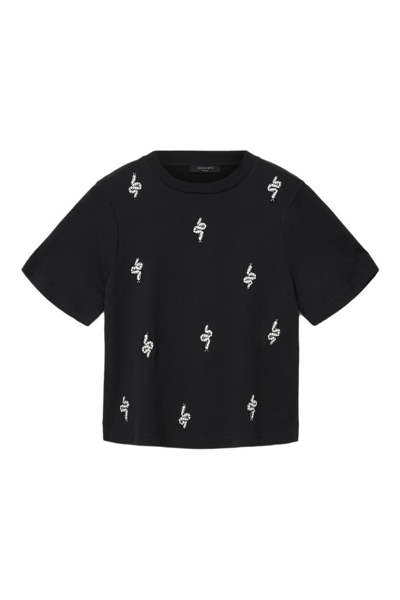 Rhea Lisa Embellished Cotton Graphic T-Shirt, Alternate, color, BLACK