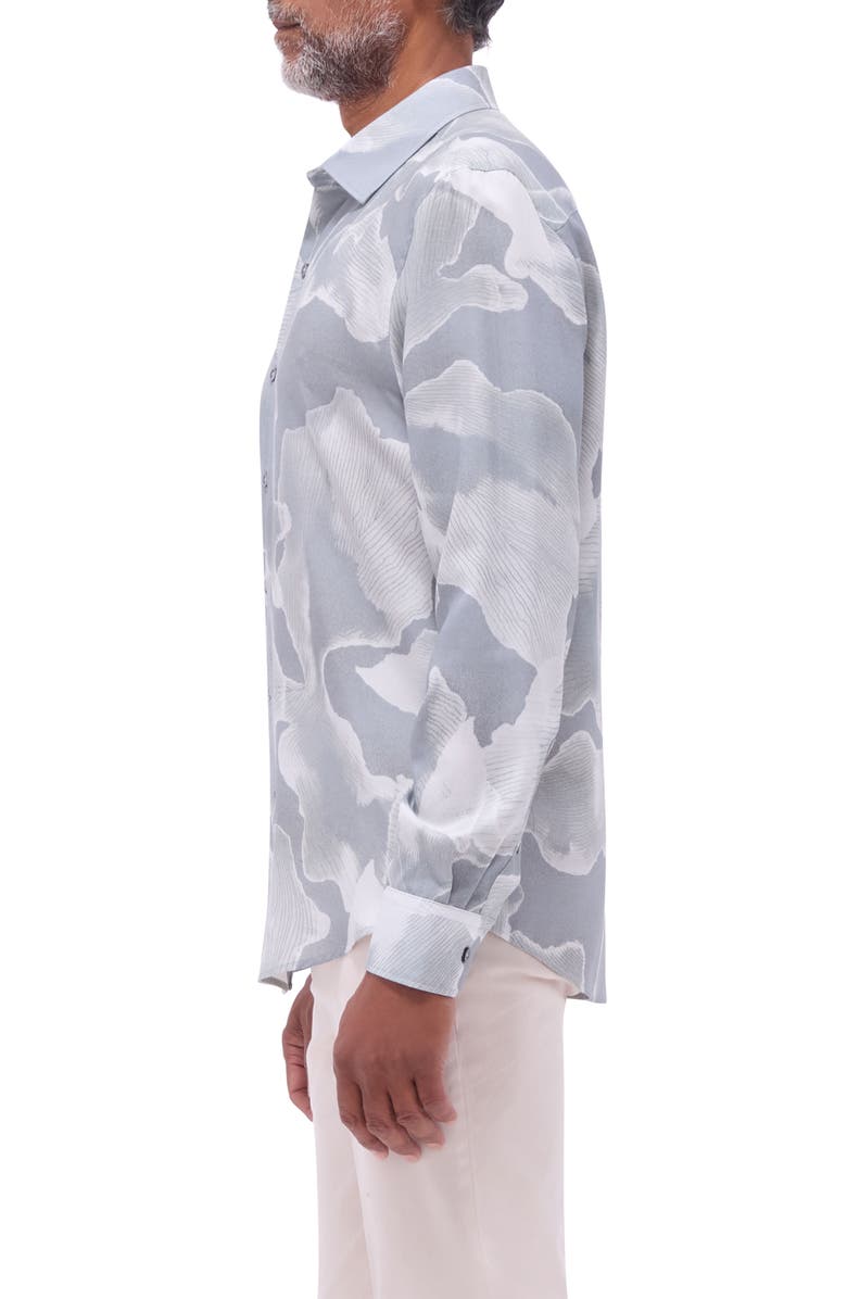 Bugatchi Julian Shaped Fit Abstract Print Button-Up Shirt, Alternate, color, Shark