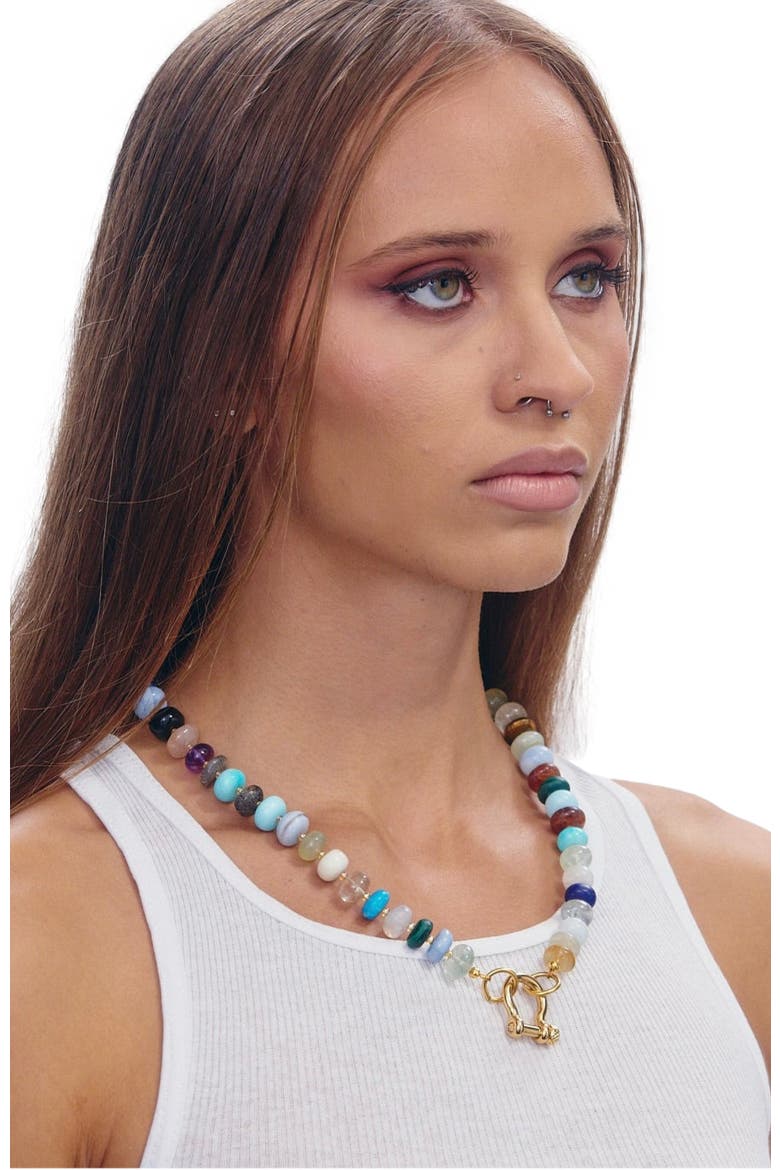 Lyla Mixed Gemstone Gold Plated Necklace, Alternate, color, Mixed Gemstone