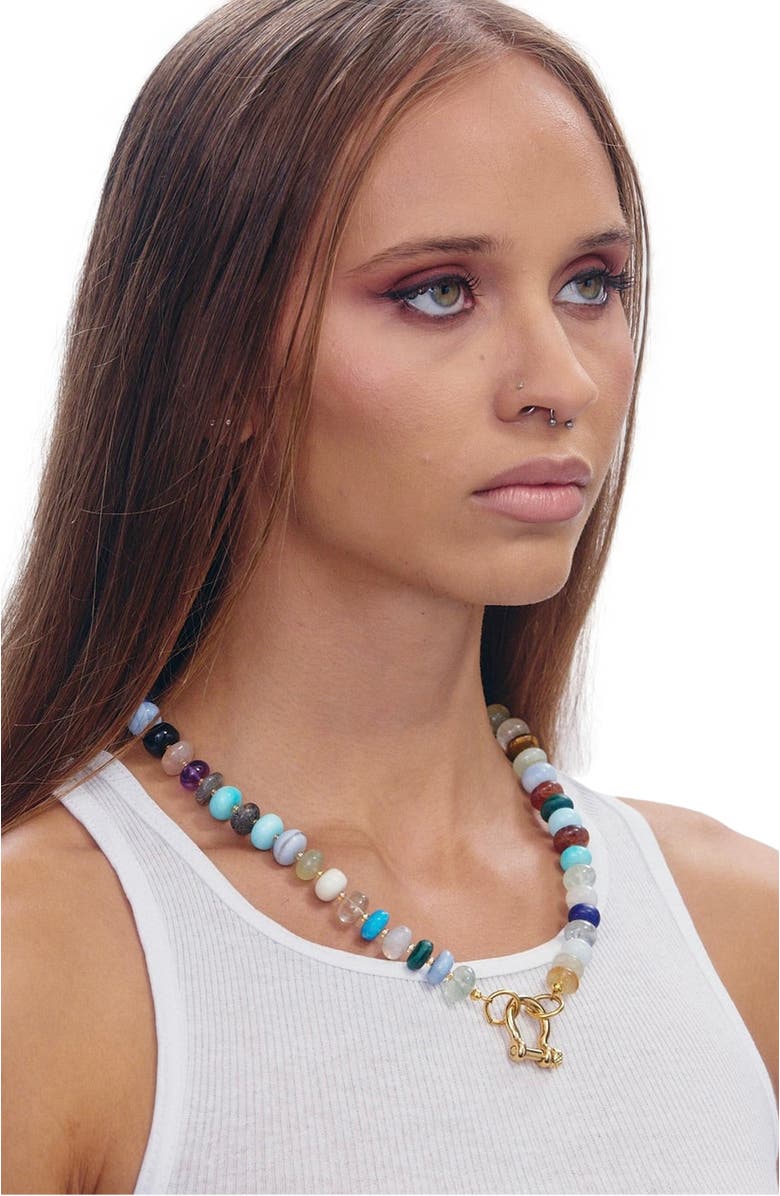 SHOP SPICY DAN Lyla Mixed Gemstone Gold Plated Necklace, Alternate, color, Mixed Gemstone