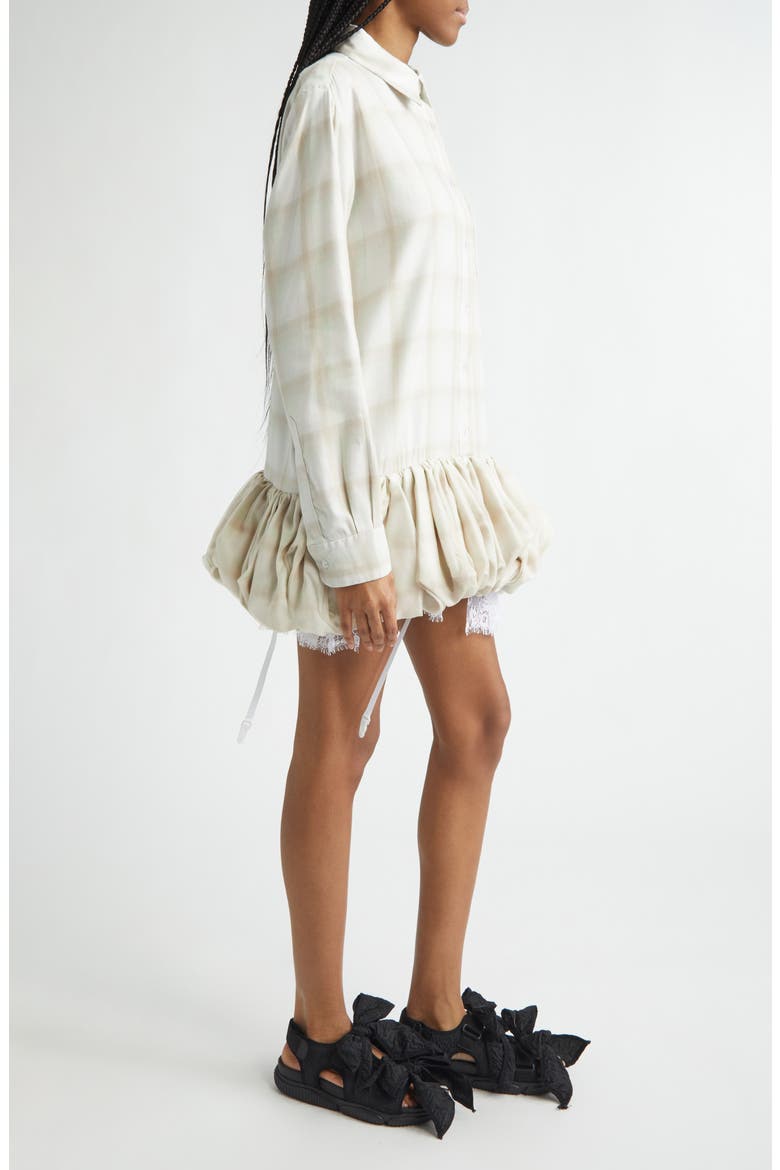 Valerian Plaid Long Sleeve Bubble Hem Mini Shirtdress, Alternate, color, HAZE PLAID