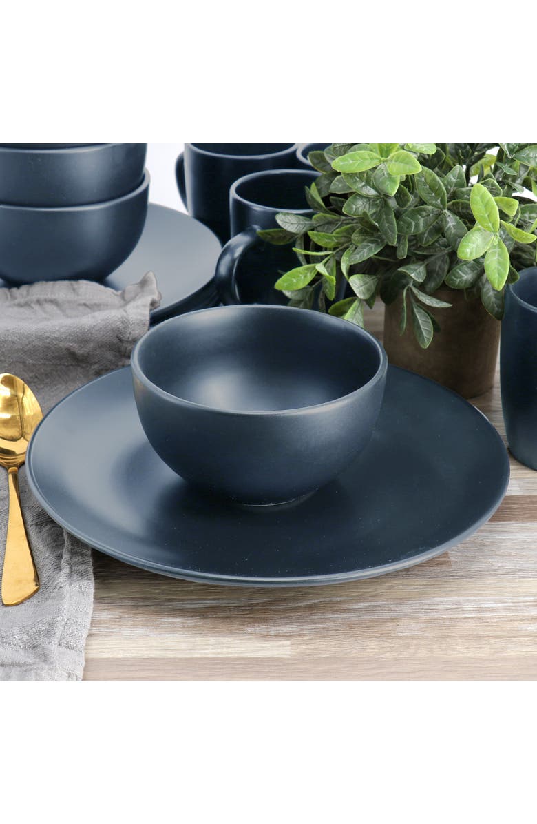 Gibson Home Everyday Plus 12 Piece Round Stoneware Dinnerware Set, Alternate, color, Blue